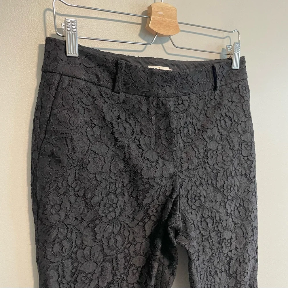 Kate Spade Black Ankle Pants Lace Trousers Size 2 Cigarette Leg Career Pants